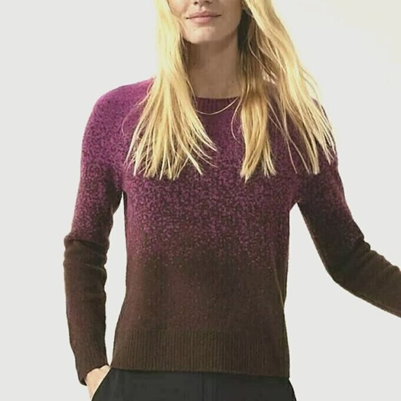 Athleta Hawthorn Textured Crew Sweater Merino Wool Ombre Purple - Size Small - Picture 1 of 15